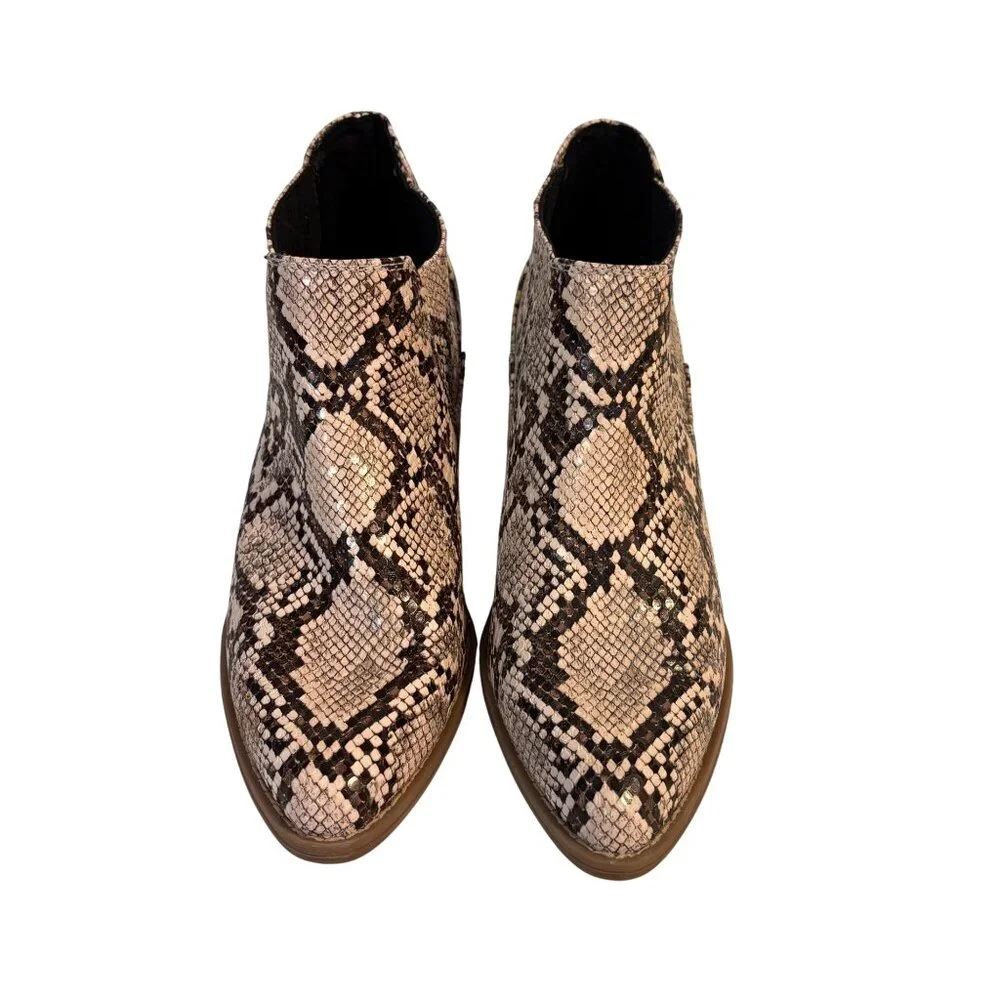 a.n.a. Diablo Snakeskin Print Ankle Booties Stacked Heel Women's 8M Western Chic